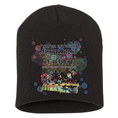 Tea Party Bonkers Quote Alice In Wonderland Short Acrylic Beanie