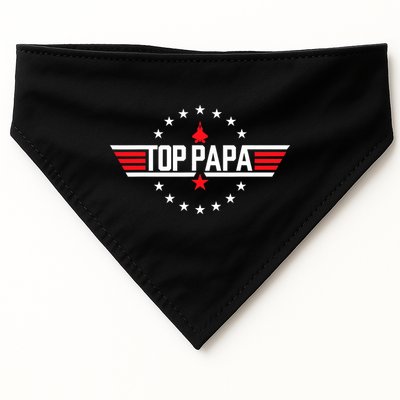 Top Papa Birthday Gun Jet Fathers Day Funny 80s Father Air USA-Made Doggie Bandana