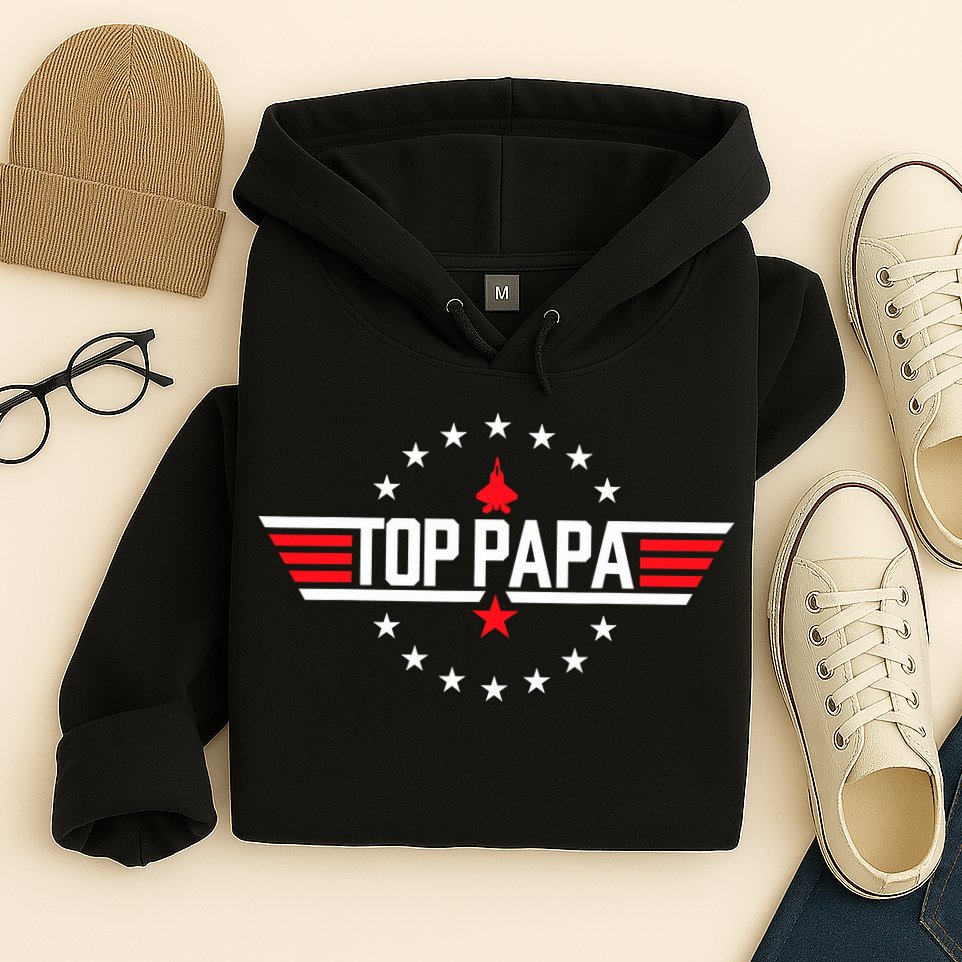 Top Papa Birthday Gun Jet Fathers Day Funny 80s Father Air Hoodie