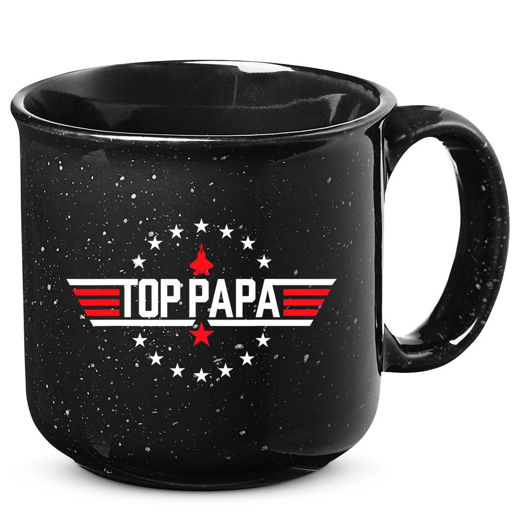 Top Papa Birthday Gun Jet Fathers Day Funny 80s Father Air 15oz Campfire Ceramic Mug