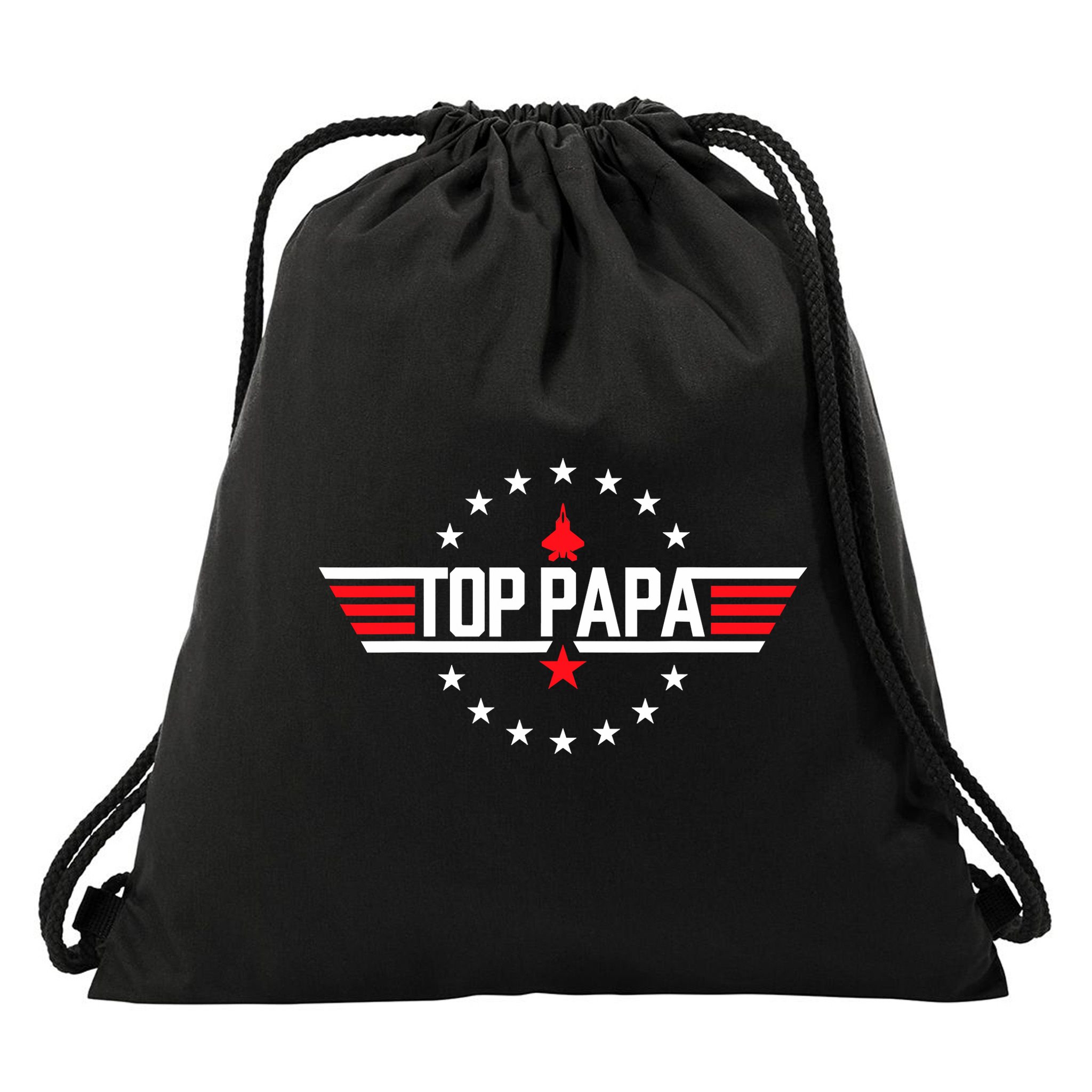 Top Papa Birthday Gun Jet Fathers Day Funny 80s Father Air Drawstring Bag