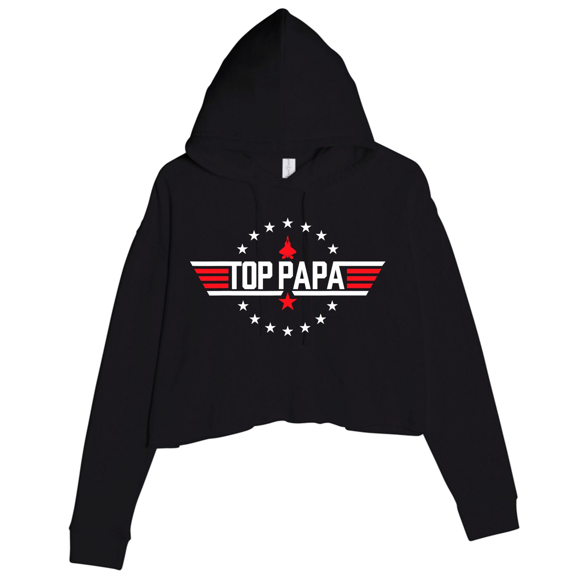 Top Papa Birthday Gun Jet Fathers Day Funny 80s Father Air Crop Fleece Hoodie
