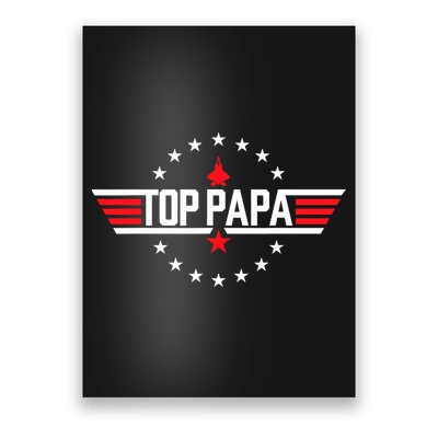Top Papa Birthday Gun Jet Fathers Day Funny 80s Father Air Poster
