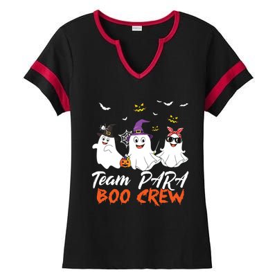 Team Para Boo Crew Halloween Ghost Paraprofessional Teacher Ladies Halftime Notch Neck Tee