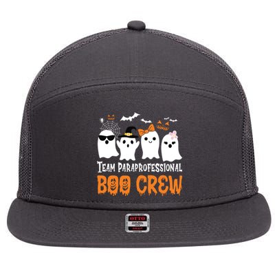 Team Paraprofessional Boo Crew Halloween Ghost 7 Panel Mesh Trucker Snapback Hat