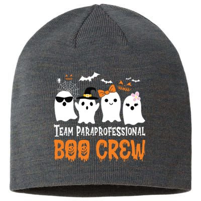 Team Paraprofessional Boo Crew Halloween Ghost Sustainable Beanie