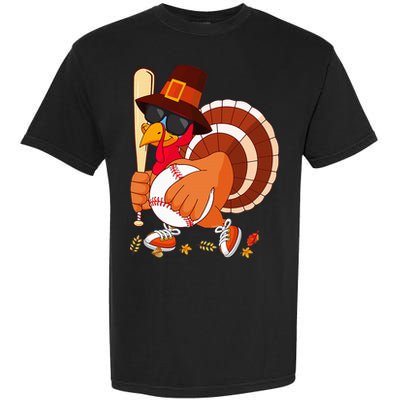 Turkey Playing Baseball Thanksgiving Turkey Baseball Player Garment-Dyed Heavyweight T-Shirt