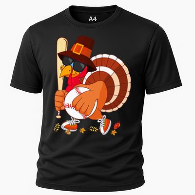 Turkey Playing Baseball Thanksgiving Turkey Baseball Player Performance Shirt