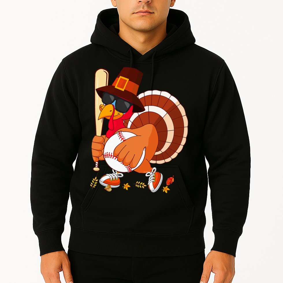 Turkey Playing Baseball Thanksgiving Turkey Baseball Player Hoodie