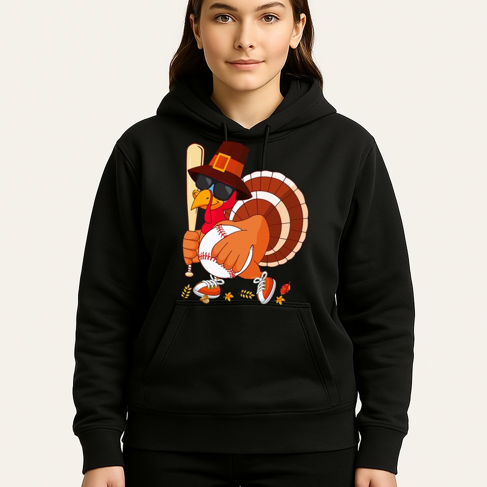 Turkey Playing Baseball Thanksgiving Turkey Baseball Player Hoodie