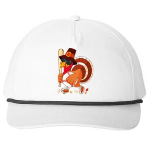 Turkey Playing Baseball Thanksgiving Turkey Baseball Player Snapback Five-Panel Rope Hat