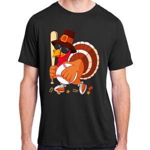 Turkey Playing Baseball Thanksgiving Turkey Baseball Player Adult ChromaSoft Performance T-Shirt