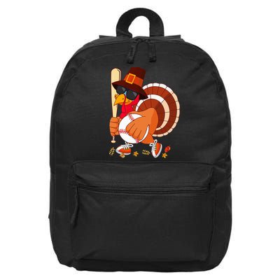Turkey Playing Baseball Thanksgiving Turkey Baseball Player 16 in Basic Backpack