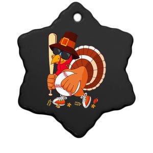 Turkey Playing Baseball Thanksgiving Turkey Baseball Player Ceramic Star Ornament