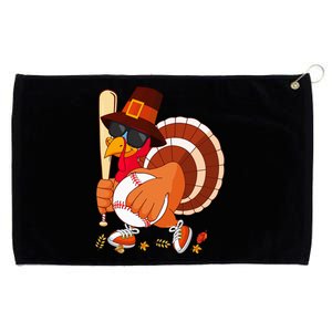 Turkey Playing Baseball Thanksgiving Turkey Baseball Player Grommeted Golf Towel