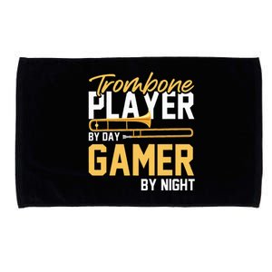 Trombone Player By Day Gamer By Night Band Trombone Microfiber Hand Towel