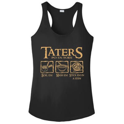 Taters Potatoes Boil Em Mash Em Stick Em In A Stew Ladies PosiCharge Competitor Racerback Tank