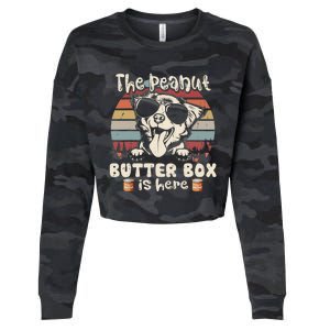 The Peanut Butter Box Is Here Funny Australian Shepherd Cropped Pullover Crew