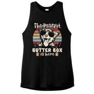 The Peanut Butter Box Is Here Funny Australian Shepherd Ladies PosiCharge Tri-Blend Wicking Tank