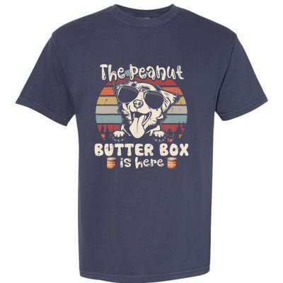 The Peanut Butter Box Is Here Funny Australian Shepherd Garment-Dyed Heavyweight T-Shirt