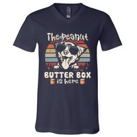 The Peanut Butter Box Is Here Funny Australian Shepherd V-Neck T-Shirt