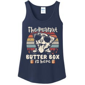 The Peanut Butter Box Is Here Funny Australian Shepherd Ladies Essential Tank