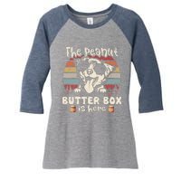 The Peanut Butter Box Is Here Funny Australian Shepherd Women's Tri-Blend 3/4-Sleeve Raglan Shirt