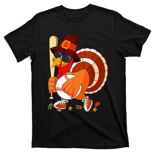 Turkey Playing Baseball Thanksgiving T-Shirt