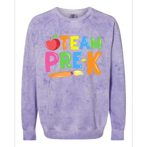 Team Pre-K Back To School Pre Kindergarten Teacher Student Colorblast Crewneck Sweatshirt