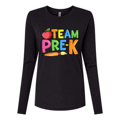 Team Pre-K Back To School Pre Kindergarten Teacher Student Womens Cotton Relaxed Long Sleeve T-Shirt