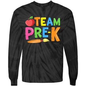 Team Pre-K Back To School Pre Kindergarten Teacher Student Tie-Dye Long Sleeve Shirt