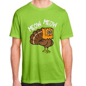 Turkey Paper Bag Meow Funny Thanksgiving Cat Women Adult ChromaSoft Performance T-Shirt