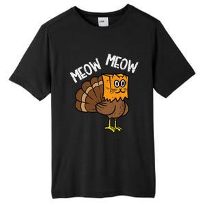 Turkey Paper Bag Meow Funny Thanksgiving Cat Women Tall Fusion ChromaSoft Performance T-Shirt