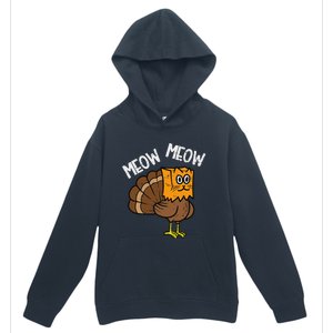 Turkey Paper Bag Meow Funny Thanksgiving Cat Women Urban Pullover Hoodie