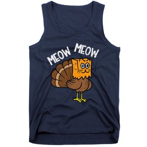 Turkey Paper Bag Meow Funny Thanksgiving Cat Women Tank Top