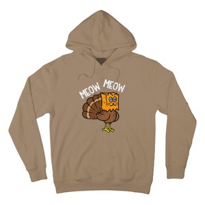 Turkey Paper Bag Meow Funny Thanksgiving Cat Women Hoodie