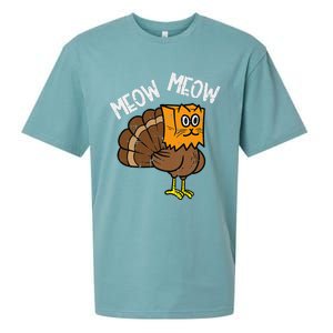 Turkey Paper Bag Meow Funny Thanksgiving Cat Women Sueded Cloud Jersey T-Shirt