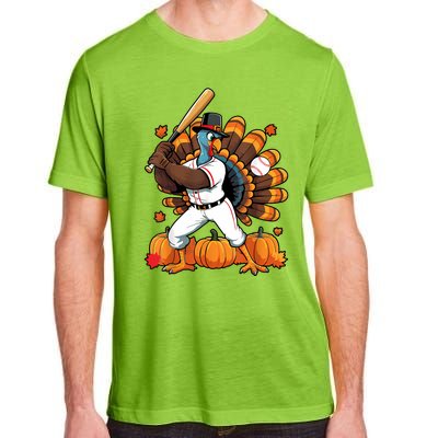 Turkey Playing Baseball Thanksgiving Baseball Player Adult ChromaSoft Performance T-Shirt