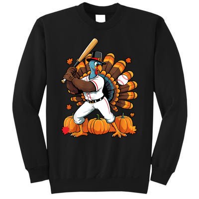 Turkey Playing Baseball Thanksgiving Baseball Player Sweatshirt