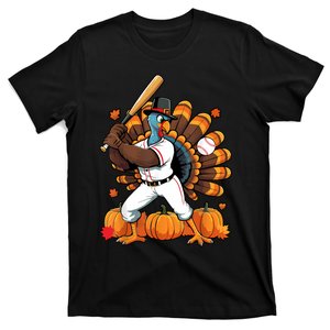 Turkey Playing Baseball Thanksgiving Baseball Player T-Shirt