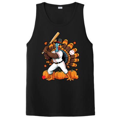 Turkey Playing Baseball Thanksgiving Baseball Player PosiCharge Competitor Tank