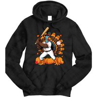 Turkey Playing Baseball Thanksgiving Baseball Player Tie Dye Hoodie