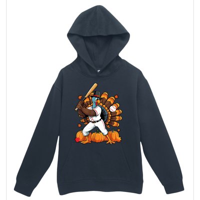 Turkey Playing Baseball Thanksgiving Baseball Player Urban Pullover Hoodie