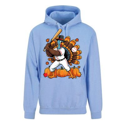 Turkey Playing Baseball Thanksgiving Baseball Player Unisex Surf Hoodie