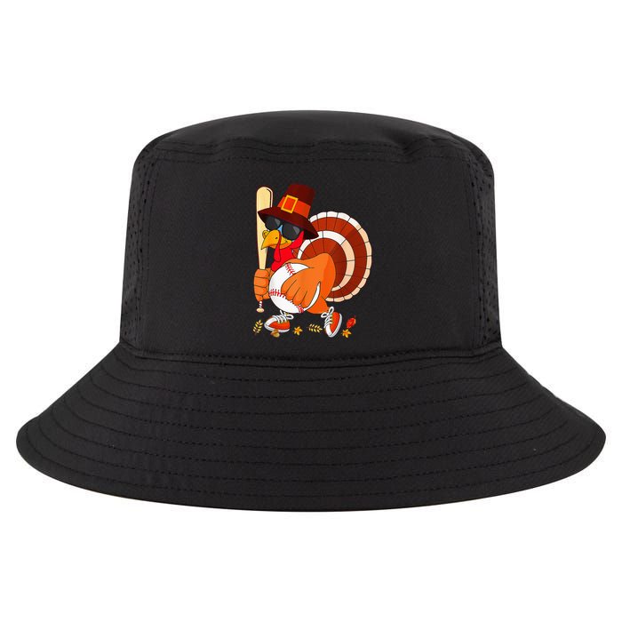Turkey Playing Baseball Thanksgiving Cool Comfort Performance Bucket Hat