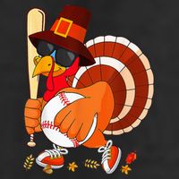Turkey Playing Baseball Thanksgiving Cool Comfort Performance Bucket Hat