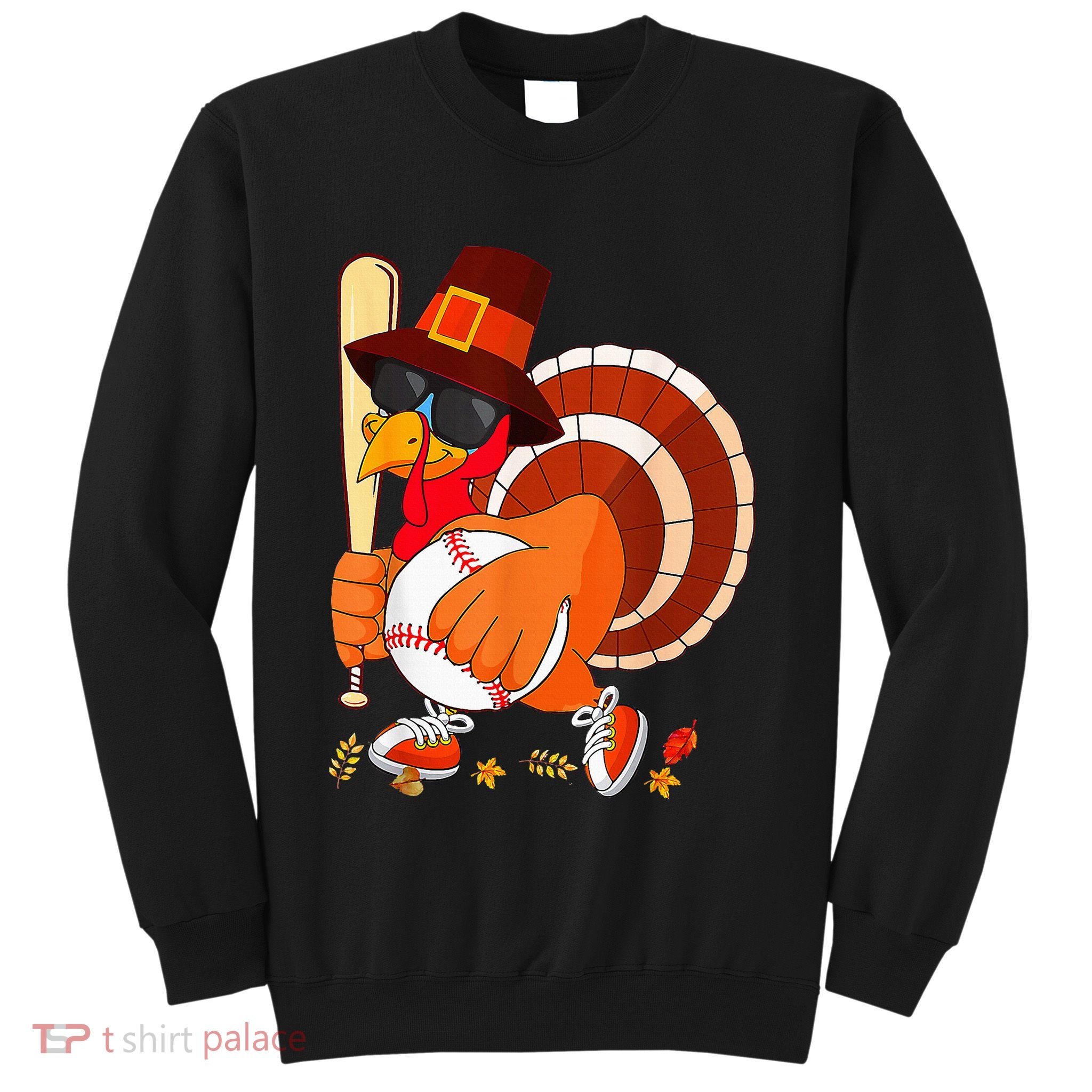 Turkey Playing Baseball Thanksgiving Sweatshirt