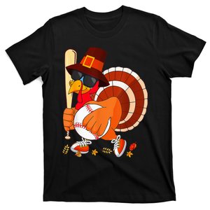 Turkey Playing Baseball Thanksgiving T-Shirt