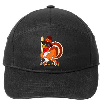 Turkey Playing Baseball Thanksgiving 7-Panel Snapback Hat