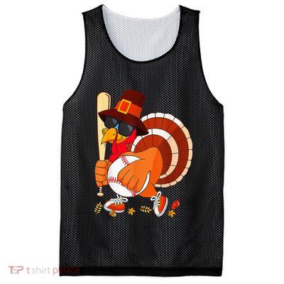 Turkey Playing Baseball Thanksgiving Mesh Reversible Basketball Jersey Tank